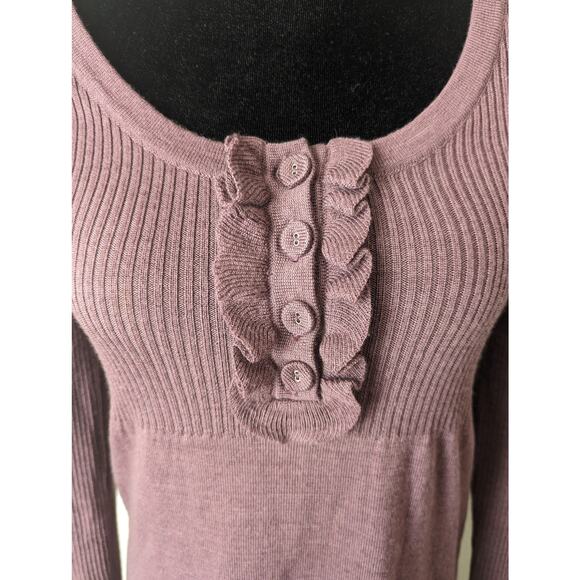 Boden dusty purple ruffle bib long sleeve wool sweater dress - Picture 2 of 8